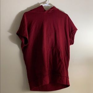 21Men Red Sleeveless Pullover Hoodie with Pocket